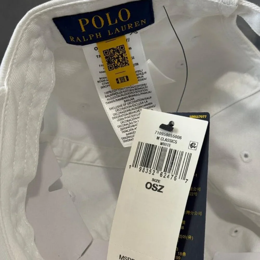 Polo Ralph Lauren White Logo Chino Baseball Cap NWT - Picture 5 of 5
